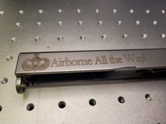Fiber laser engraving detail work on metal