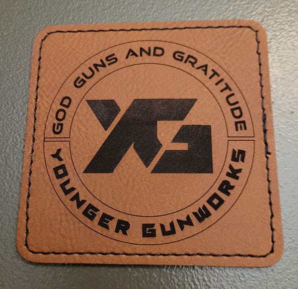 Laser-engraved leather patch made on the CO2 laser