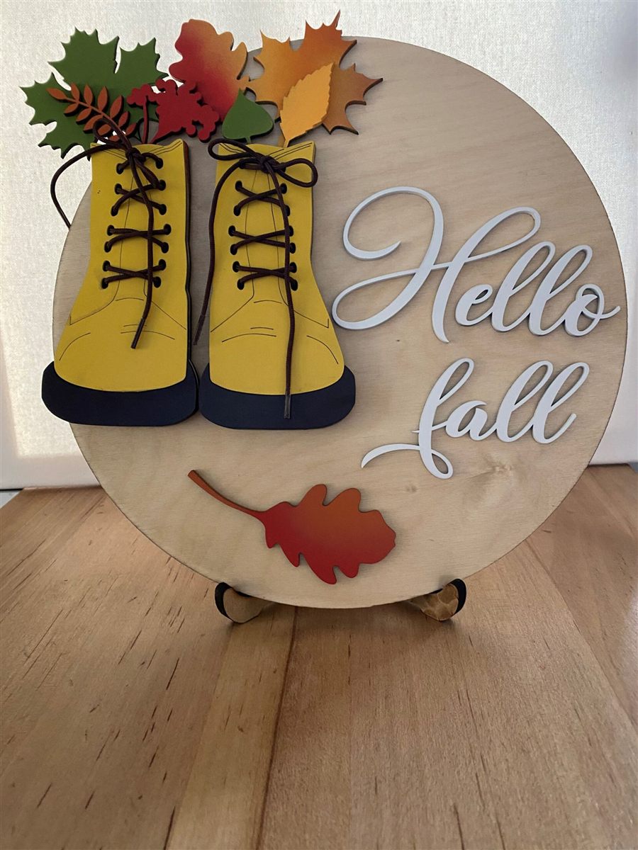 "Hello Fall" Boot Door Sign